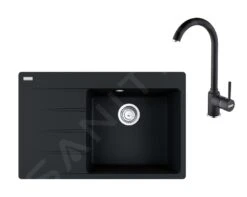 Franke Colonnes - Set G235, évier En Fragranit CNG 611-78 TL / 7 Et Mitigeur FP 9000.071, Onyx 114.0650.846