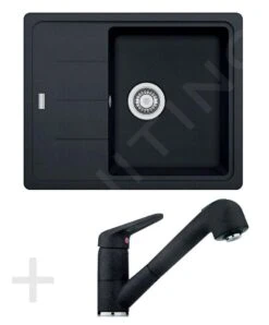 Franke Colonnes - Kit De Cuisine G55, évier En Granite BFG 611-62, Onyx + Robinet FC 9547, Onyx 114.0323.817