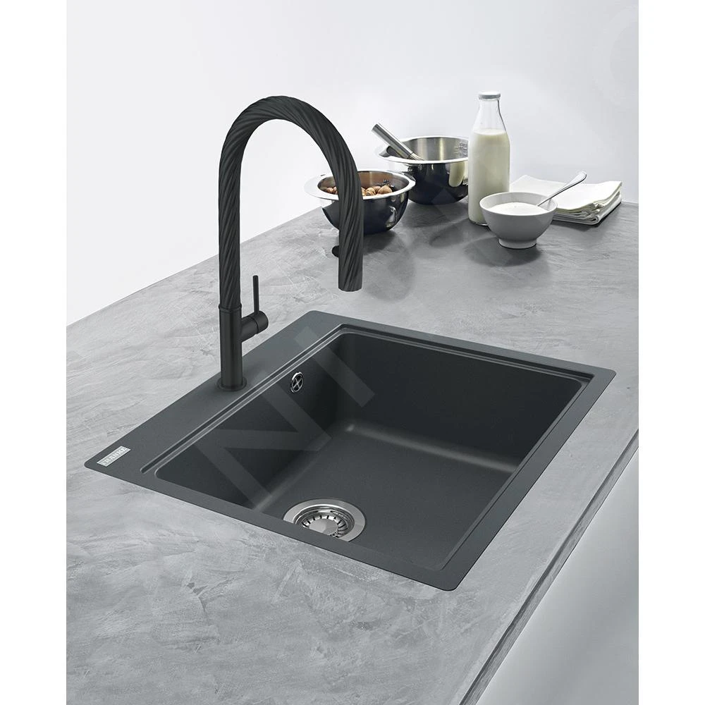 Franke Maris - Mitigeur d'évier FP 6698.901 avec douchette extractible, noir mat 115.0576.698