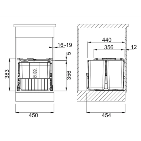 Poubelle sous évier Sorter Duo 45, 2 bacs 44 Litres 414031