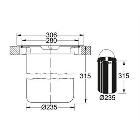 Poubelle cuisine Vide-déchets AEF 12, 1 bac 12 Litres montage à fleur de plan 230028